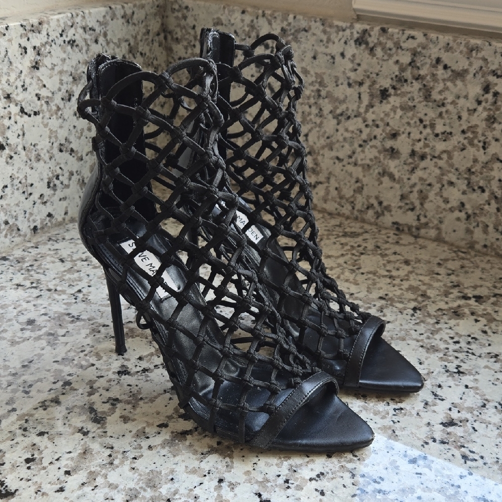 Steve Madden Black Caged Francys Heels